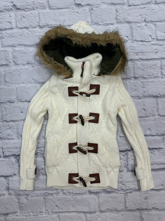 Ecru Hood w/ Fur Knit Sweater