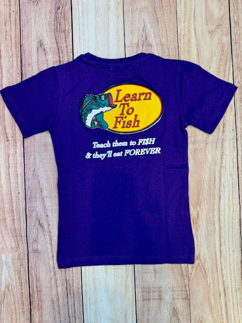 Learn To Fish Purple T-Shirt