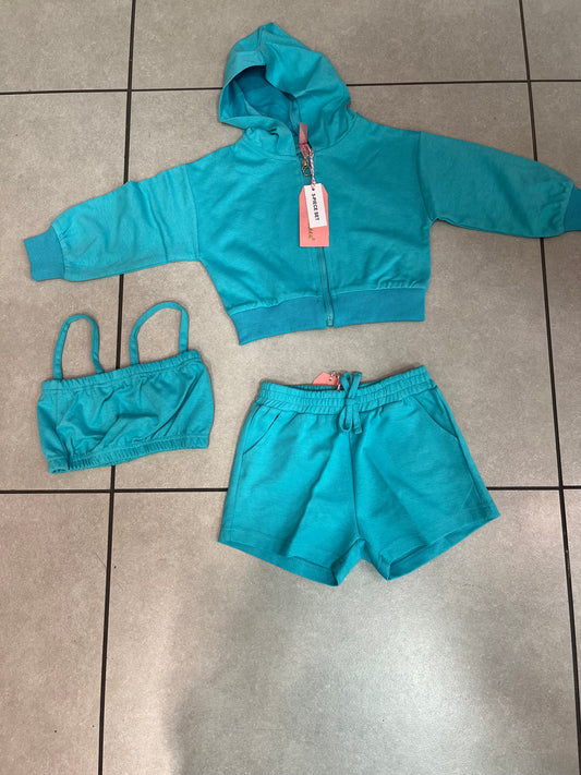 Turquoise 3 piece short set