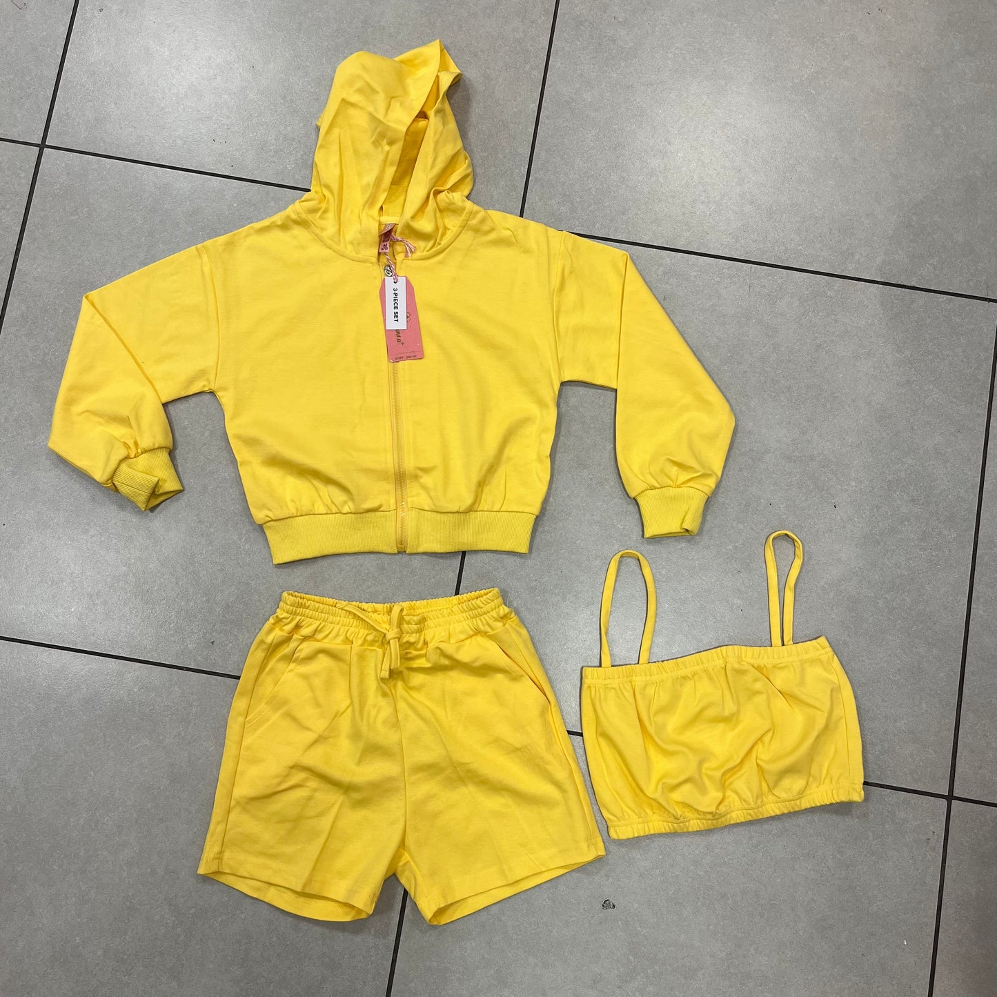 Yellow 3 piece short set