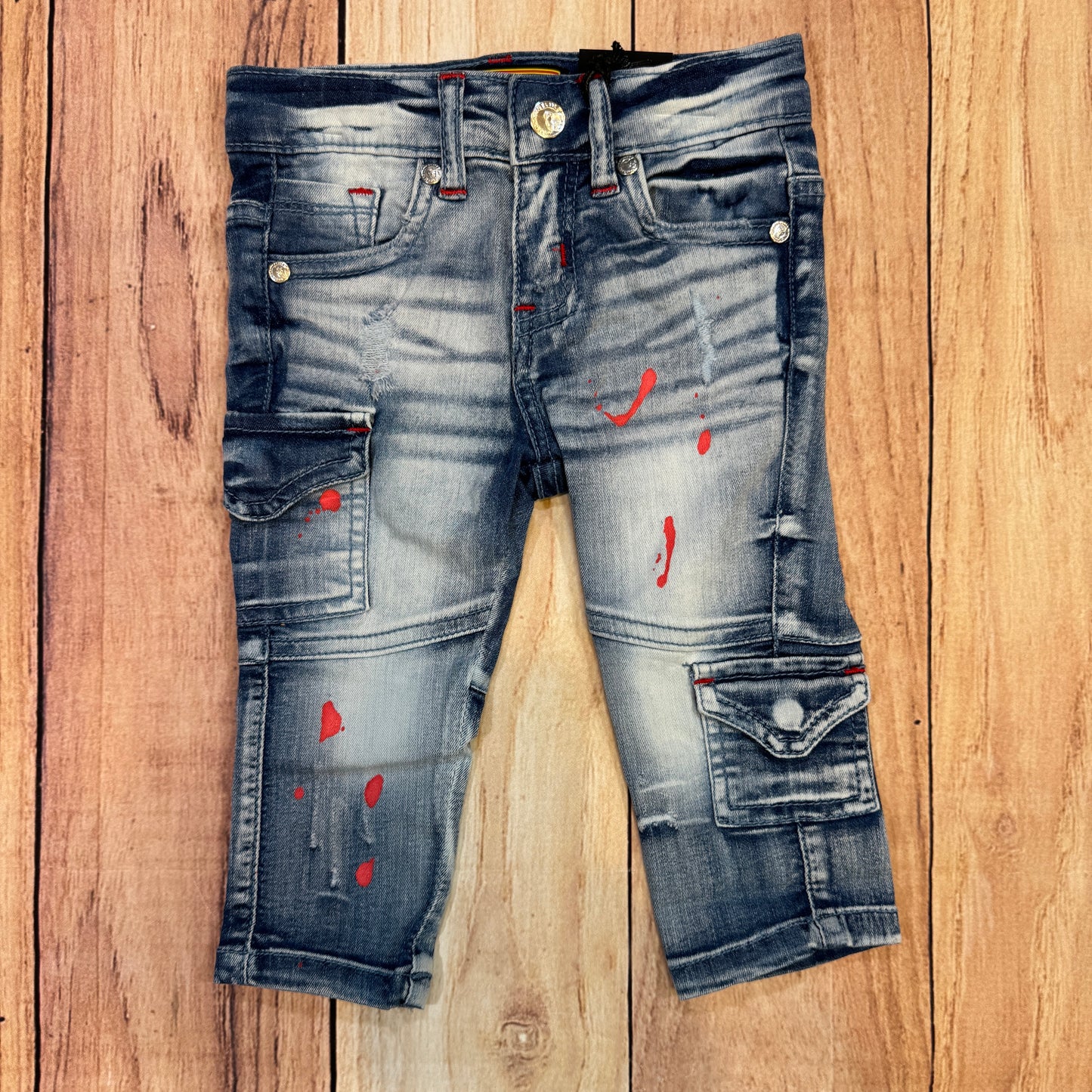 Blue w/ Red Paint Infant Jeans