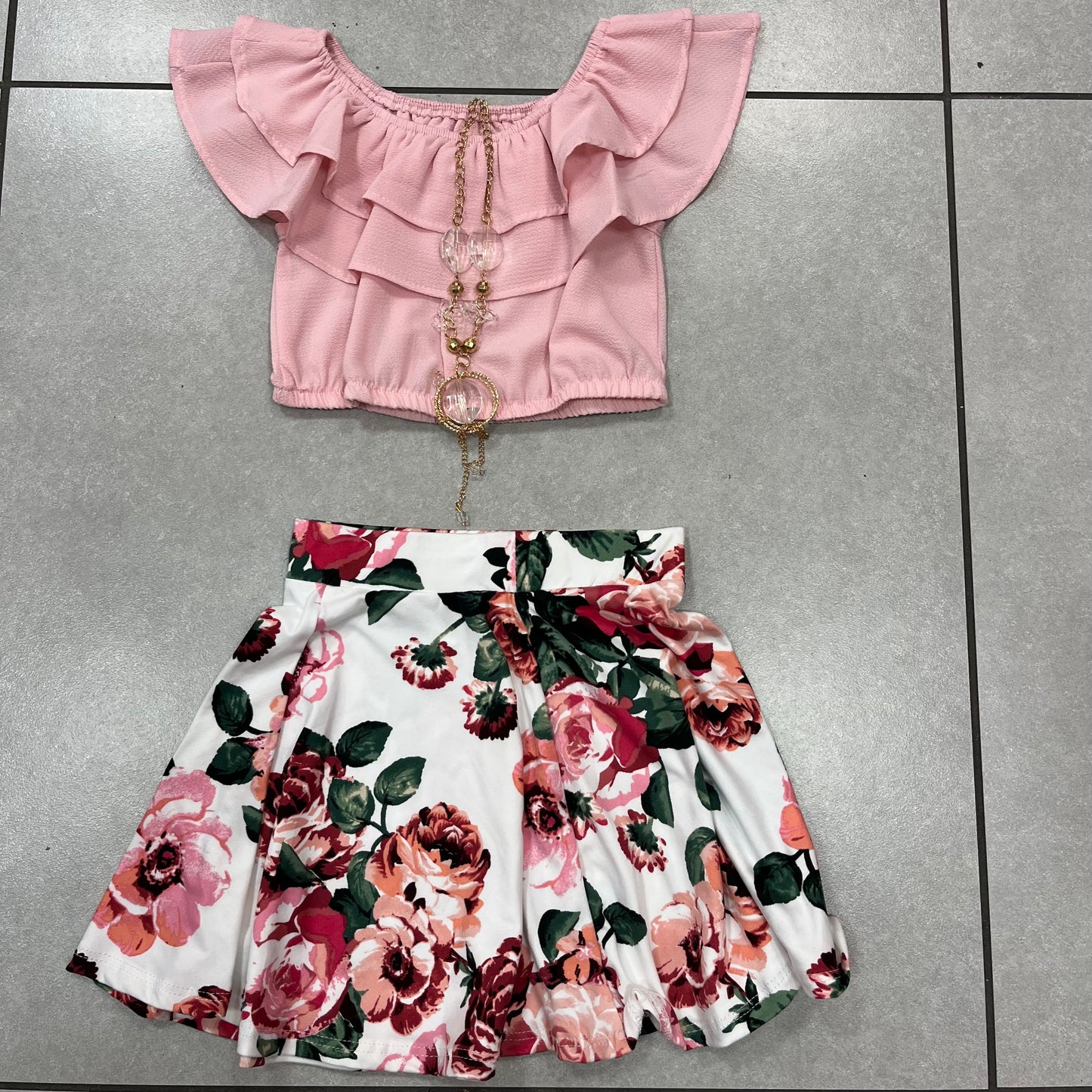 2 piece Pink Skirt Set