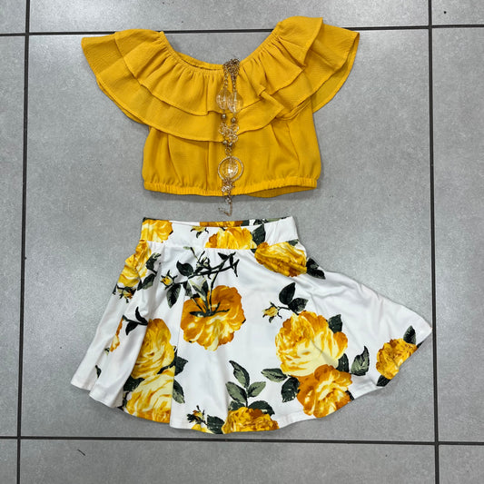 2 piece Mustard Skirt set