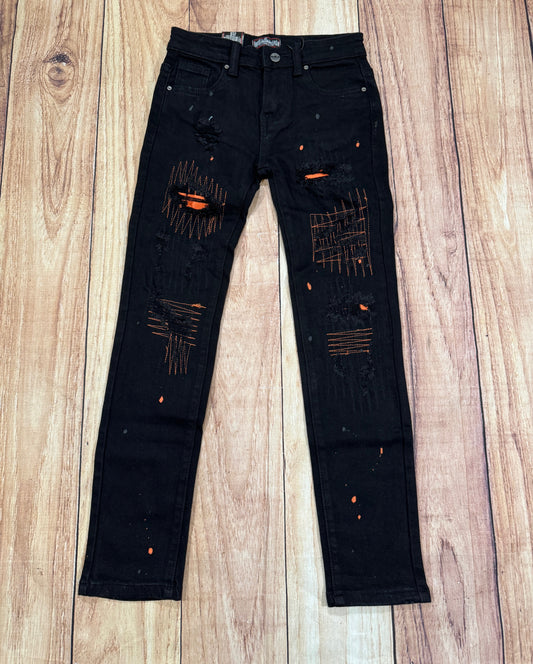 Black w/ Orange Stitch Jeans