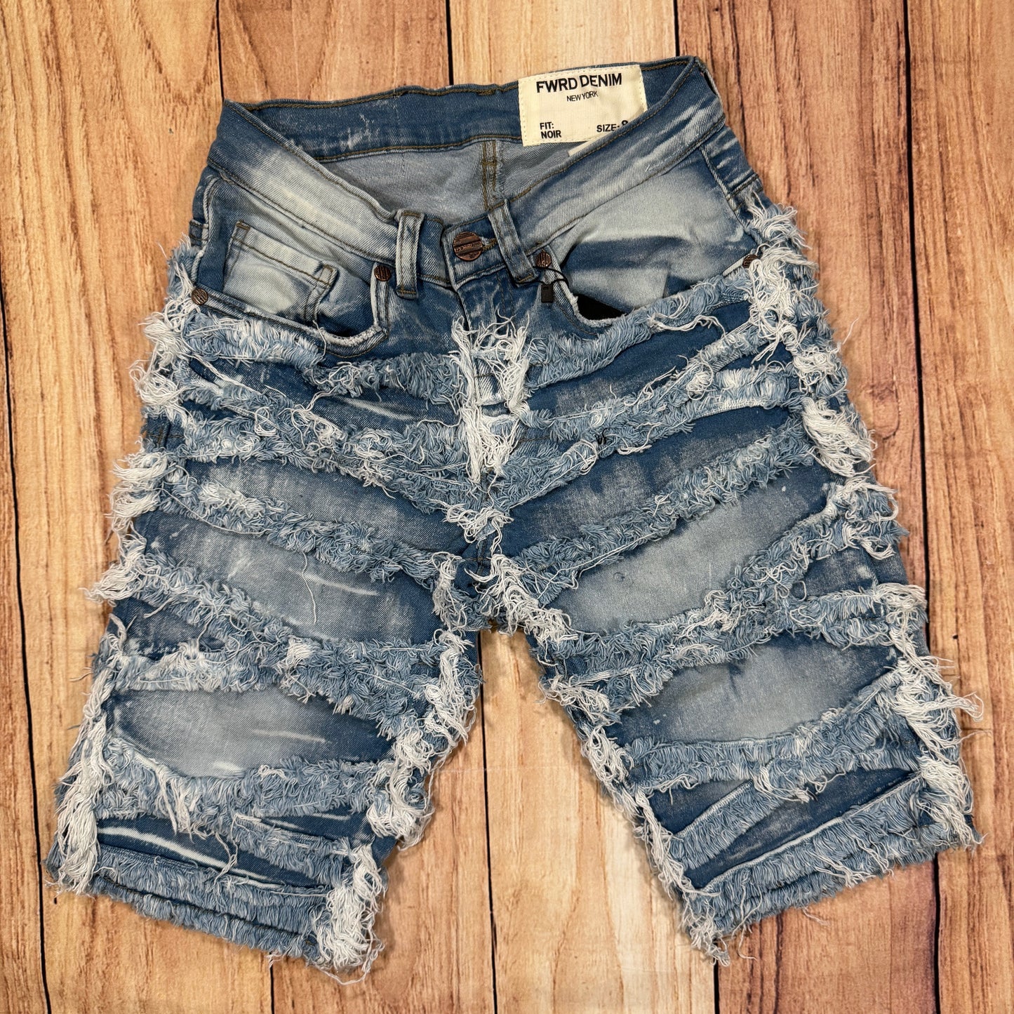 Ice Blue Frayed Shorts