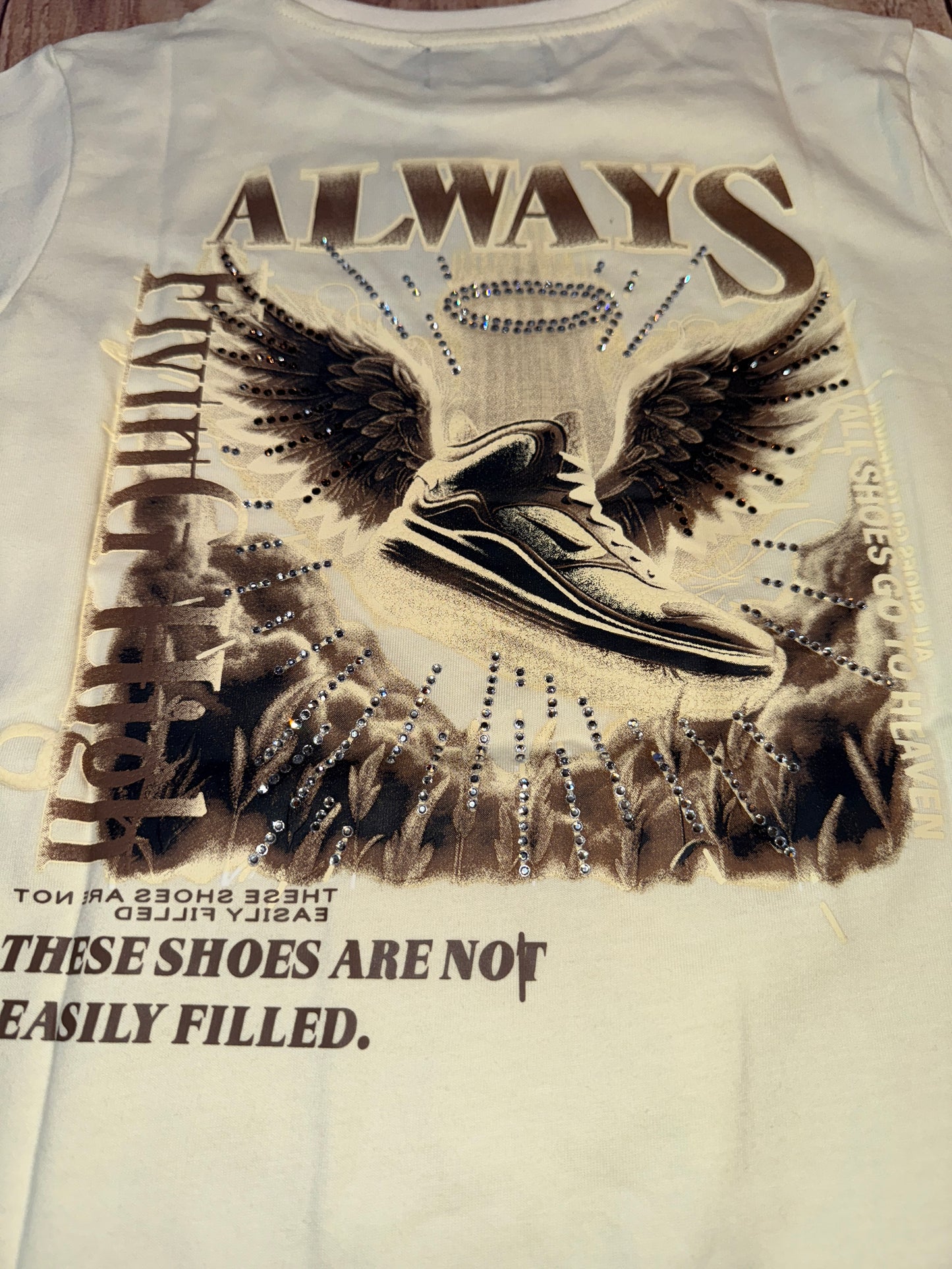 Always Rhinestone T-Shirt - Tan/Brown