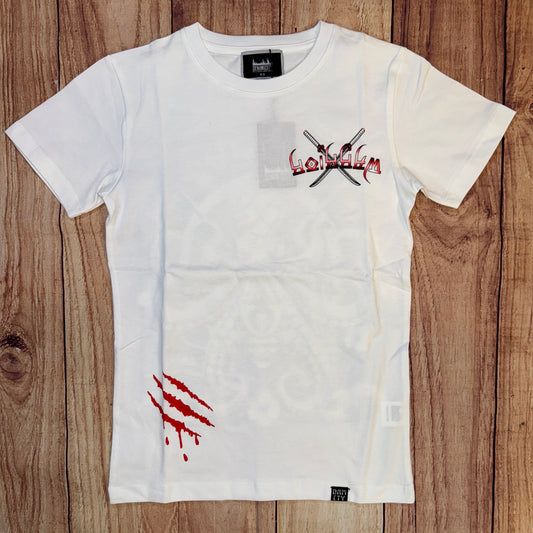 Octopus Rhinestone T-Shirt - White/Red