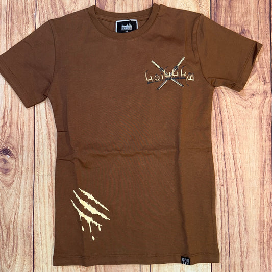 Octopus Rhinestone T-Shirt - Brown/Tan