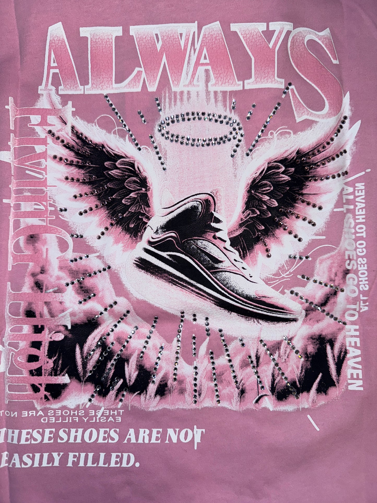 Always Rhinestone T-Shirt - Pink/White