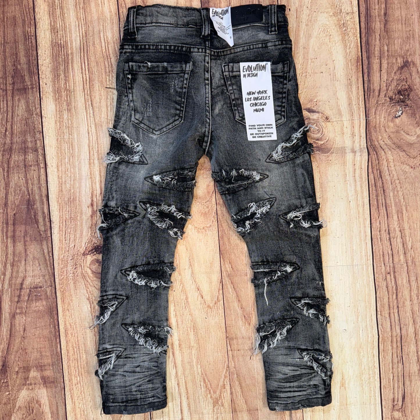 Washed Blk Slim Straight Jeans EV330242