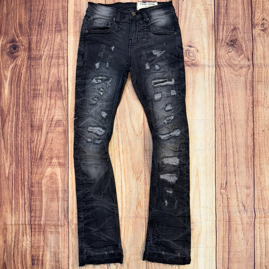 Washed Black FW-33893 Stacked Jeans