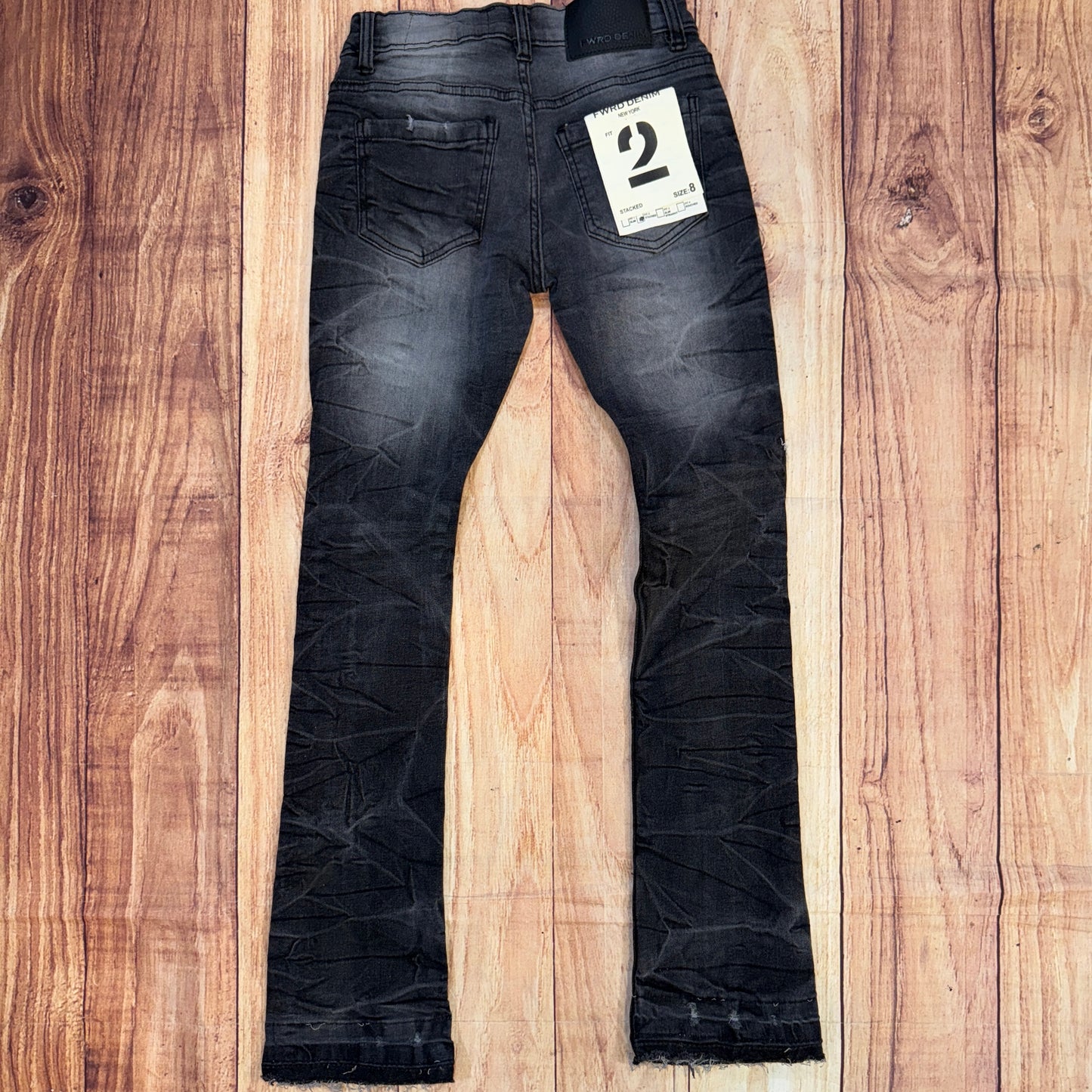 Washed Black FW-33893 Stacked Jeans