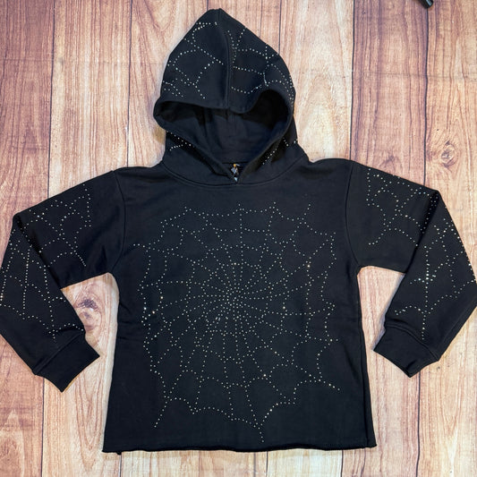 Spider Web Rhinestone Hoody