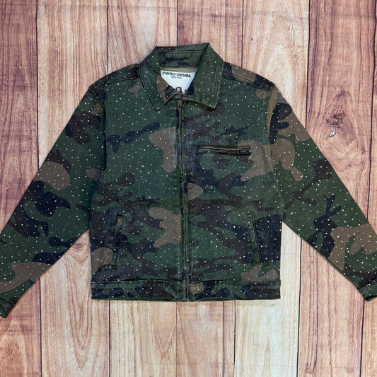 Camo Rhinestone Jean Jacket