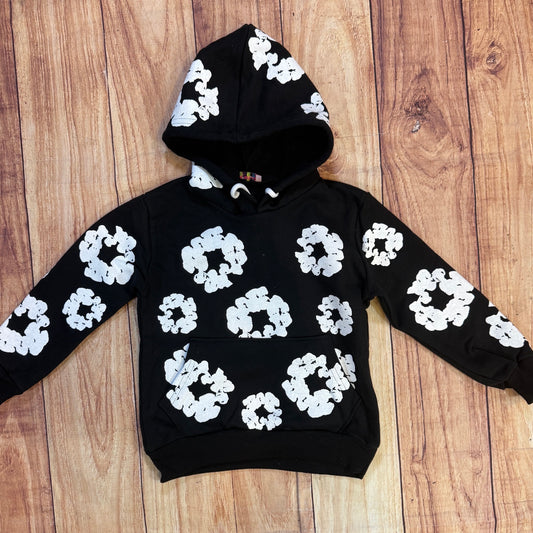 Cloud Flower Tear Hoody - Black