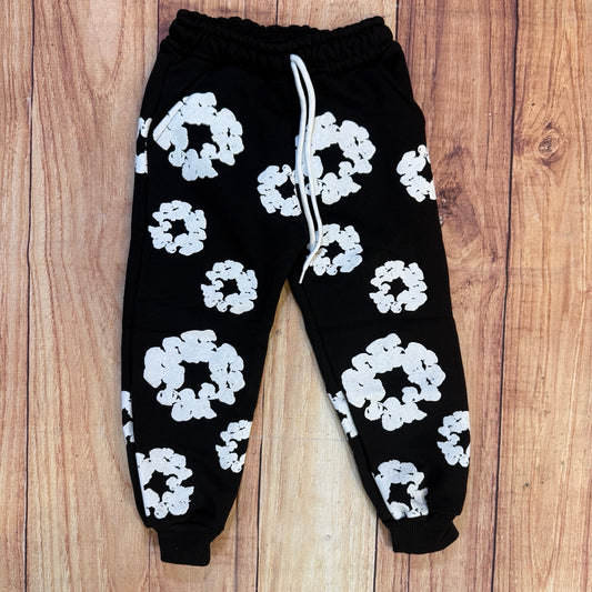 Cloud Flower Tear Joggers - Black