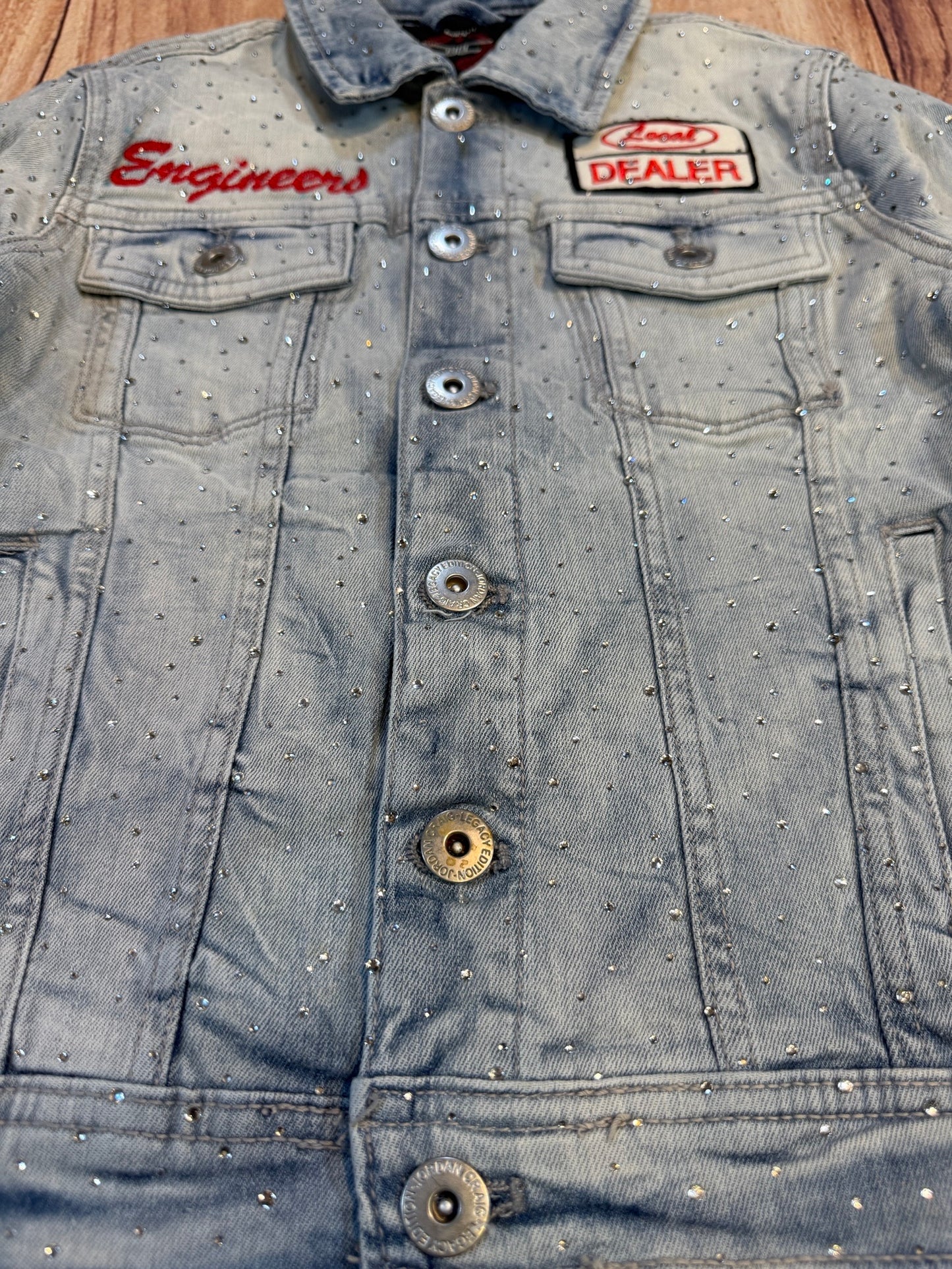 JC Lt Blue Full Rhinestone Jean Jacket