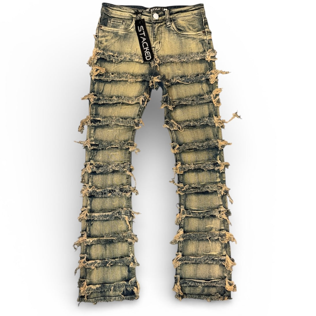 Tint Frayed Stacked Jeans