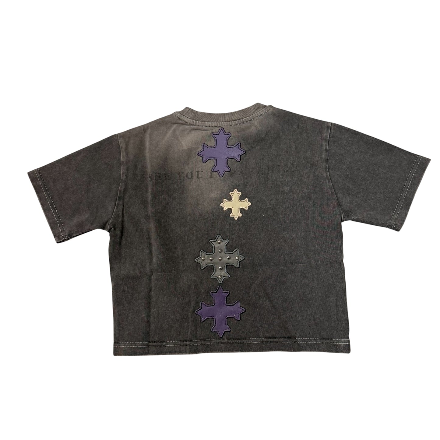 Cross patch crop t-shirt