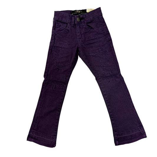 Purple stacked jeans