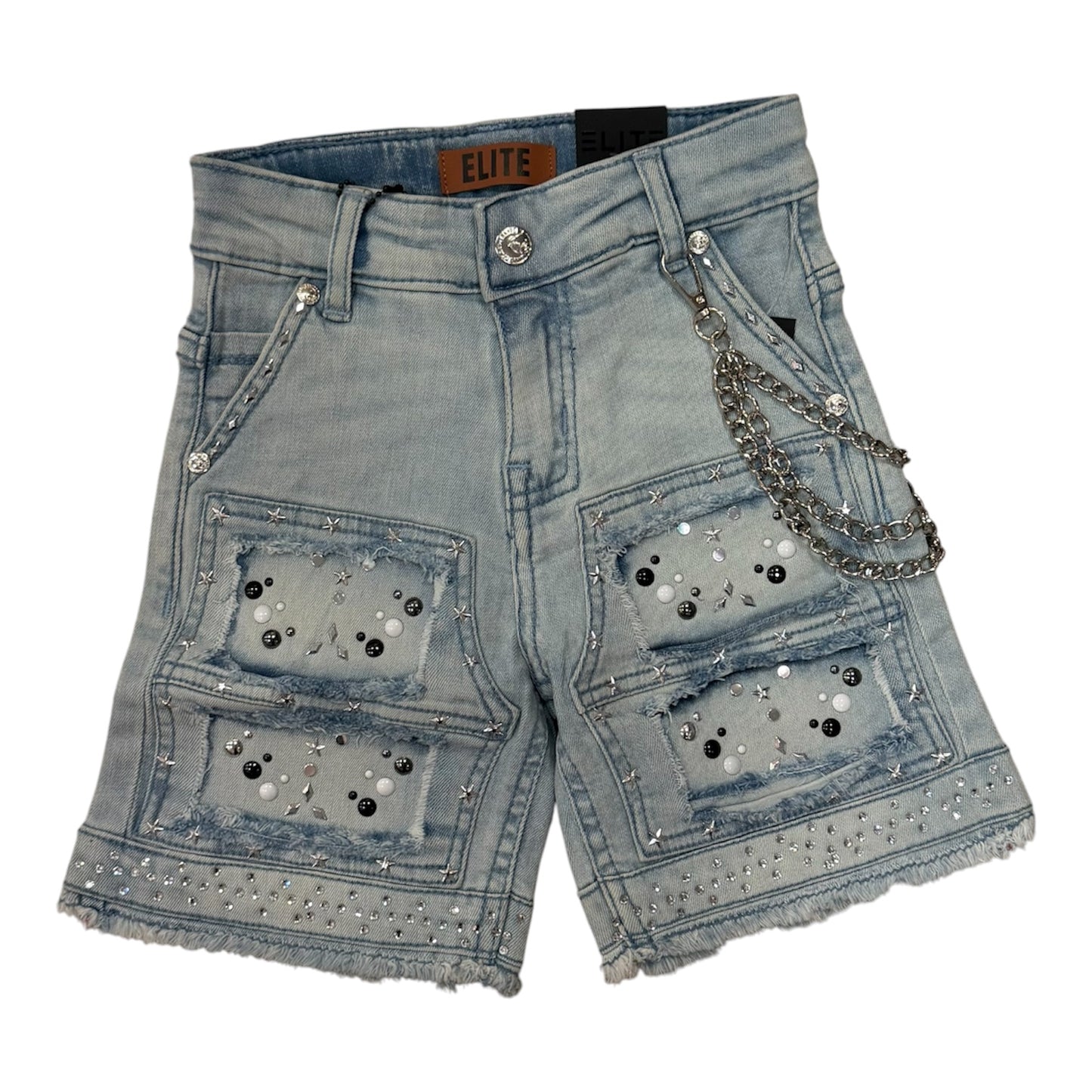 Flint embellsished denim shorts