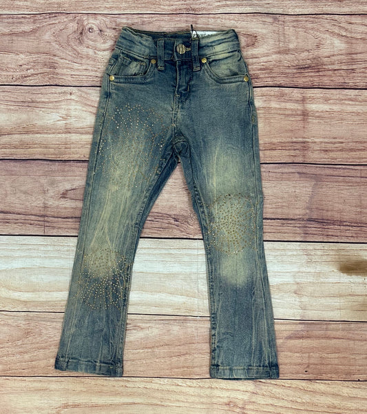 Crystal Spider Web Stacked Jeans - Lt Tint