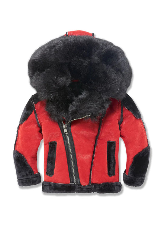 JC Shearling Coat Red/Blk