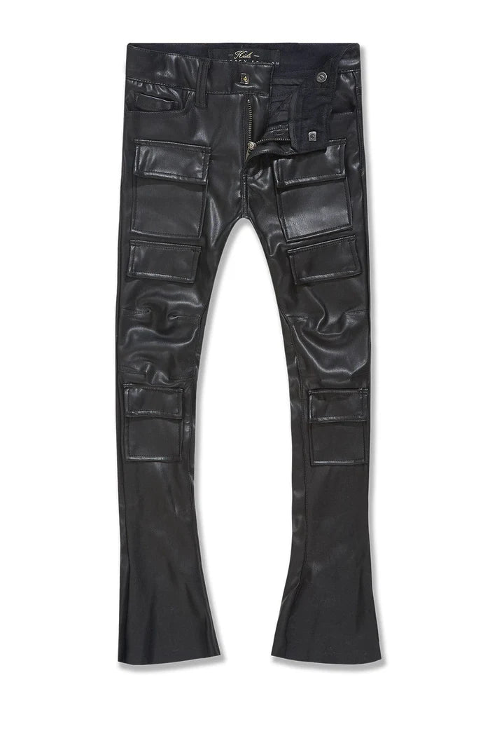 JC Black Vegan Leather Stacked Jeans