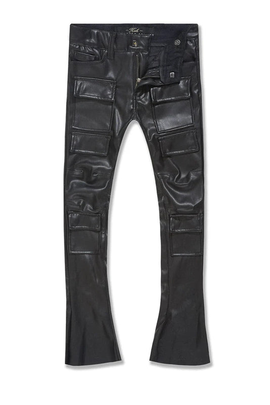 JC Black Vegan Leather Stacked Jeans