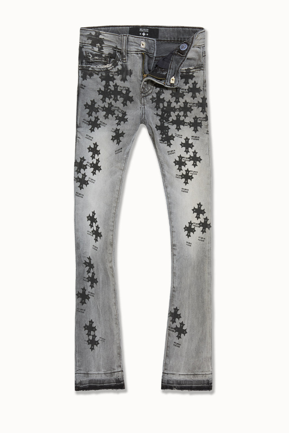 JC SYIP Crosses Stacked Jeans - Grey