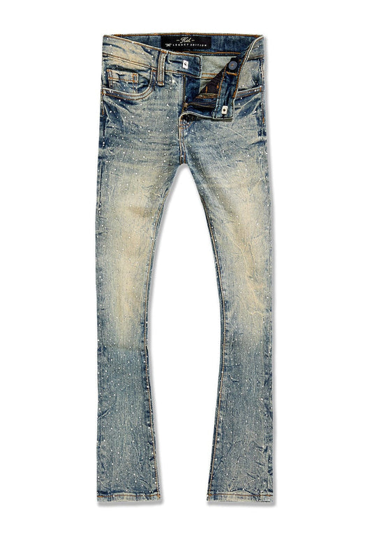 Desert Full Rhinestone Stacked Jeans