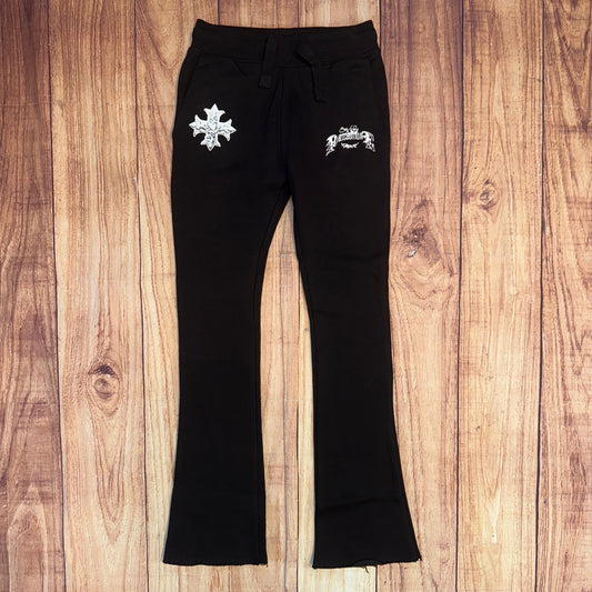 Paradise Tour Stacked Joggers - Black
