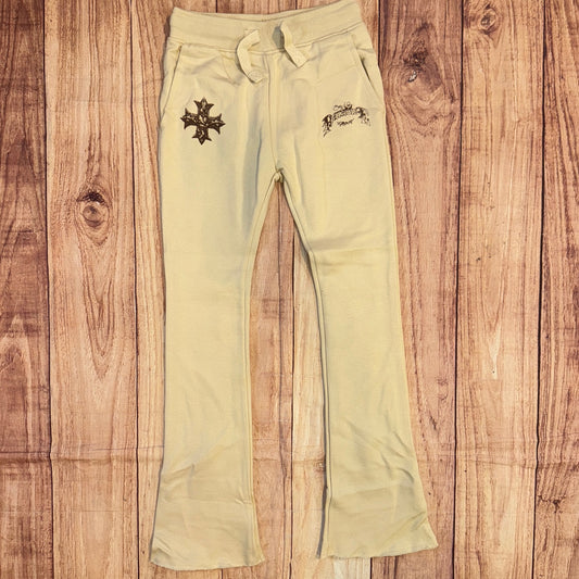 Paradise Tour Stacked Joggers - Cream