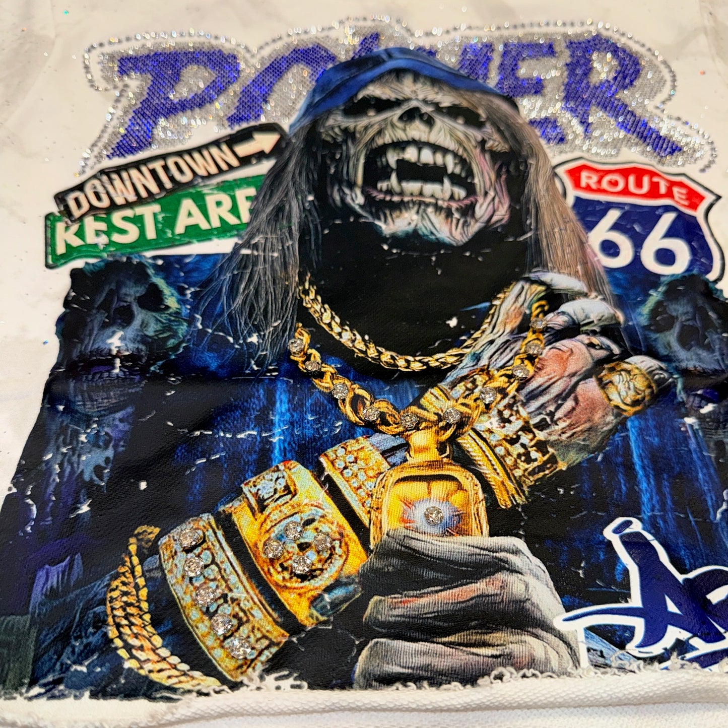 Power Rhinestone Crop Shirt