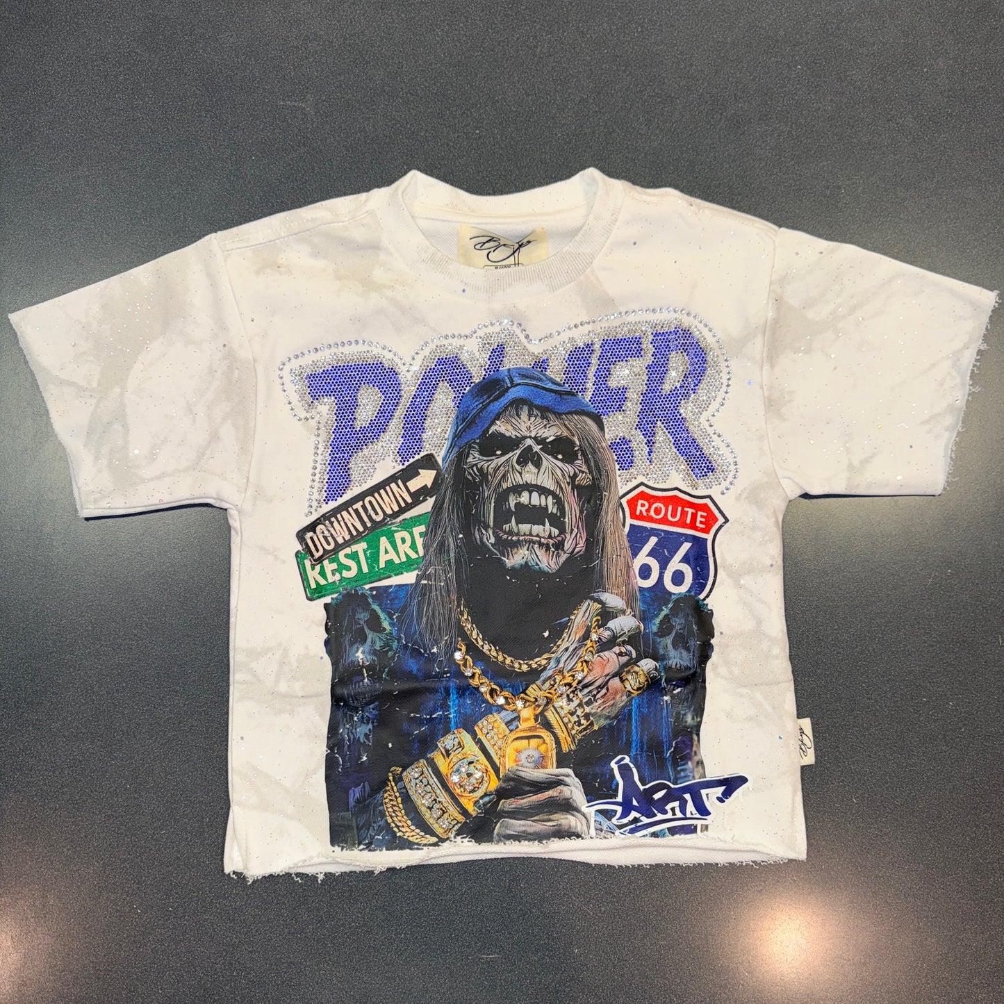 Power Rhinestone Crop Shirt